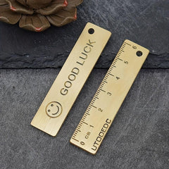 Brass Lucky Face Mini Ruler Keychain Pendant for Measurement