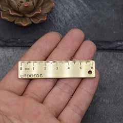 Brass Lucky Face Mini Ruler Keychain Pendant for Measurement