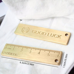 Brass Lucky Face Mini Ruler Keychain Pendant for Measurement
