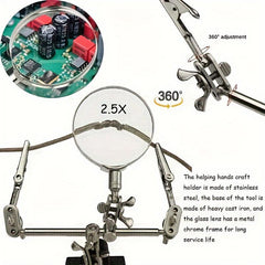 Repair Auxiliary Metal Clip Magnifier Adjustable Hand for Easy Repair