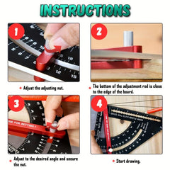 Aluminum Alloy Triangle Ruler with Angle Metric Protractor
