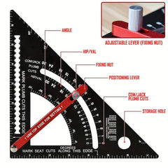 Aluminum Alloy Triangle Ruler with Angle Metric Protractor