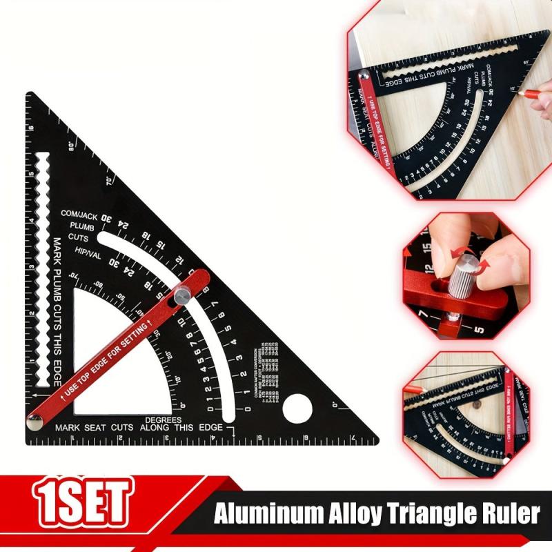 Aluminum Alloy Triangle Ruler with Angle Metric Protractor