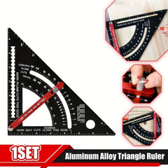 Aluminum Alloy Triangle Ruler with Angle Metric Protractor