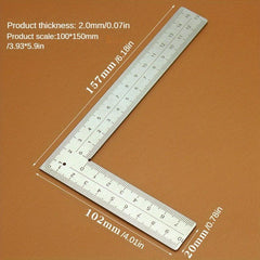 Stainless Steel Right Angle Ruler High Precision Scale Leather Curved Ruler