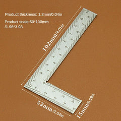 Stainless Steel Right Angle Ruler High Precision Scale Leather Curved Ruler