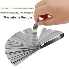32pcs Feeler Gauge Set 0.02-1.0mm Gap Thickness Sheet Gauge