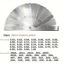 32pcs Feeler Gauge Set 0.02-1.0mm Gap Thickness Sheet Gauge