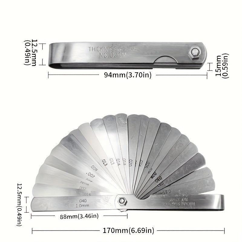 32pcs Feeler Gauge Set 0.02-1.0mm Gap Thickness Sheet Gauge