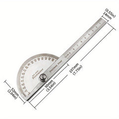 Stainless Steel Angle Ruler 0-100mm Scale Protractor Adjustable Measuring