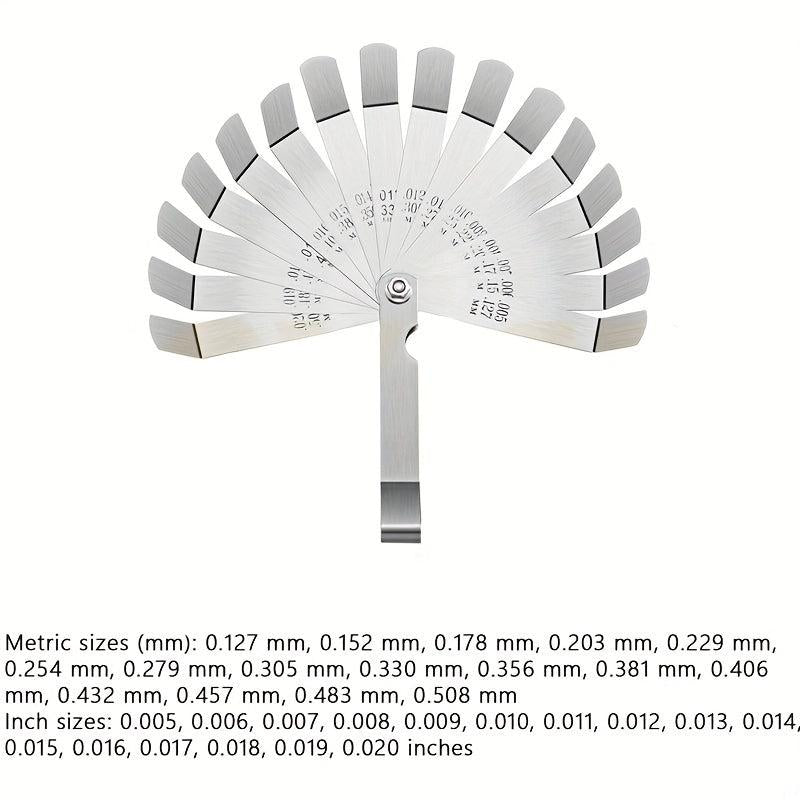 Offset Feeler Gauge 16 Blades for Measuring Gaps Stainless Steel Dual Marked