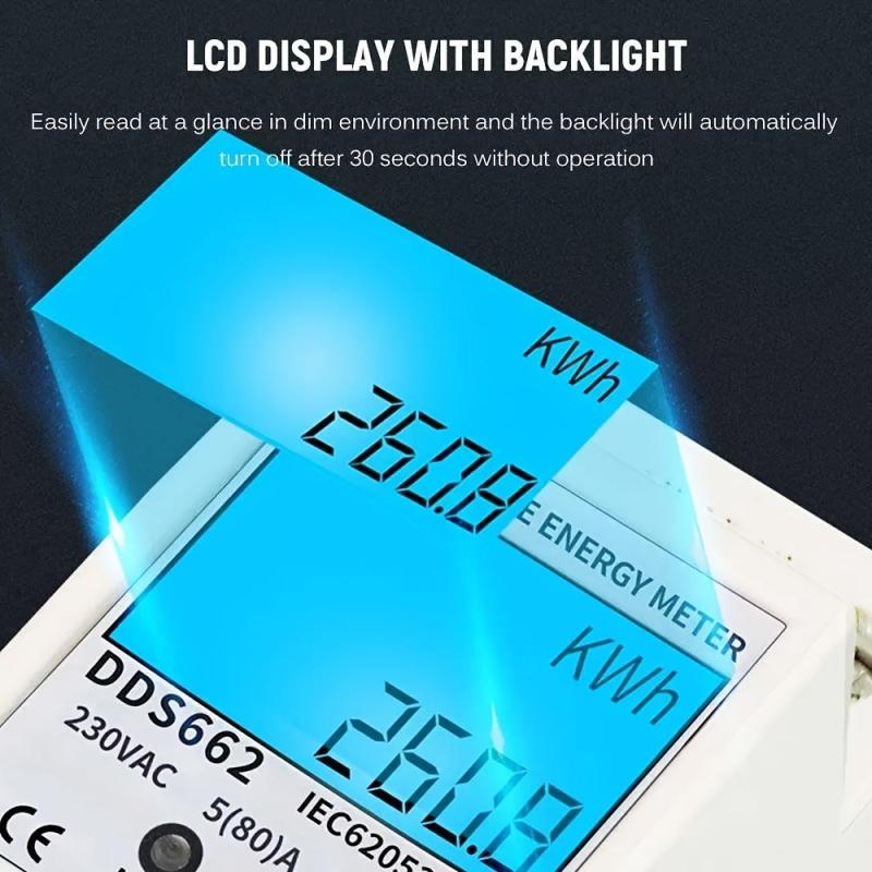 80A DDS662 LCD Backlight Energy Watt Meter Single phase 220V Digital Display