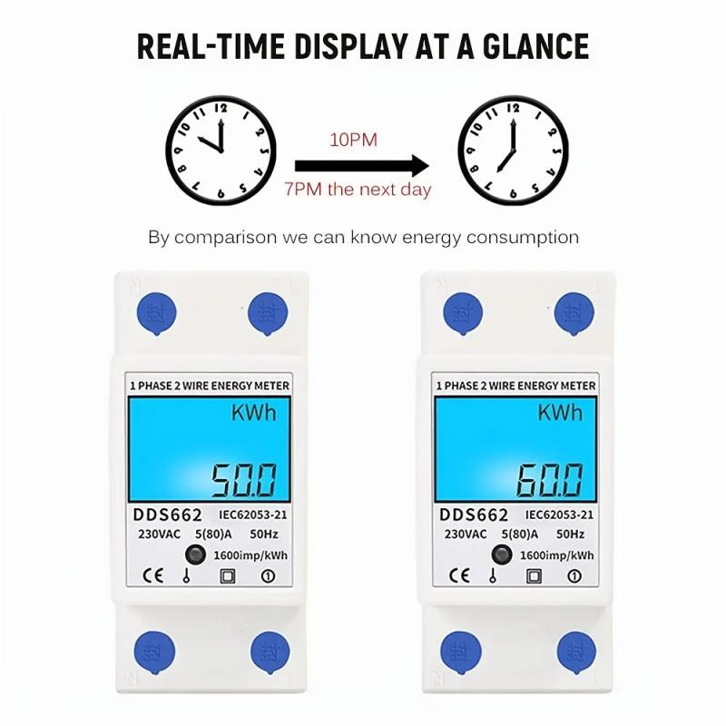 80A DDS662 LCD Backlight Energy Watt Meter Single phase 220V Digital Display