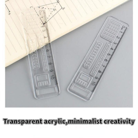 1pc Transparent Acrylic Ruler Straight Ruler for School Office Exams