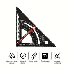 Adjustable Triangle Ruler Aluminum Alloy Carpenter Square Layout Tool