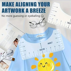 9pcs Set Soft Tape Measure T Shirt Ruler Guide for Perfect Alignment HTV