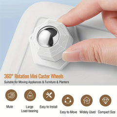 8pcs Adhesive Ball Universal Pulley No Punching Casters