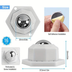 8pcs Adhesive Ball Universal Pulley No Punching Casters