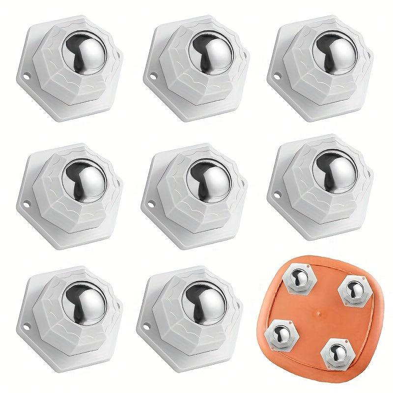 8pcs Adhesive Ball Universal Pulley No Punching Casters