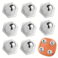 8pcs Adhesive Ball Universal Pulley No Punching Casters