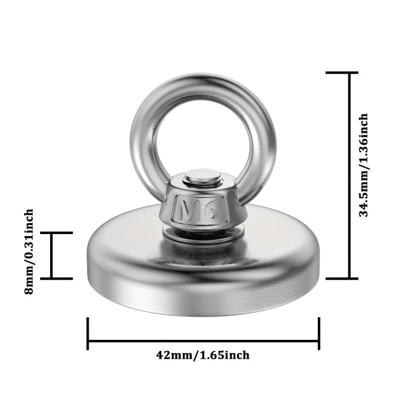 1pc 42mm Rare Earth Magnet Fishing Heavy Duty Magnets with Eyebolt