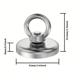 1pc 42mm Rare Earth Magnet Fishing Heavy Duty Magnets with Eyebolt