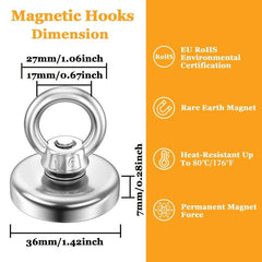 1pc Magnetic Hooks 120lb Pull Heavy Duty Neodymium Magnets with Eyebolt