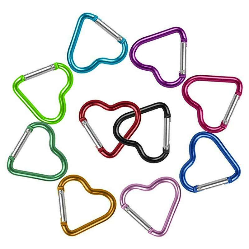 3pcs Heart Shaped Carabiner Key Chain Clip Set - Outdoor Travel Hanging
