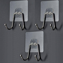 Large Adhesive Hooks Wall Hooks Damage Waterproof Heavy Duty Double Hooks