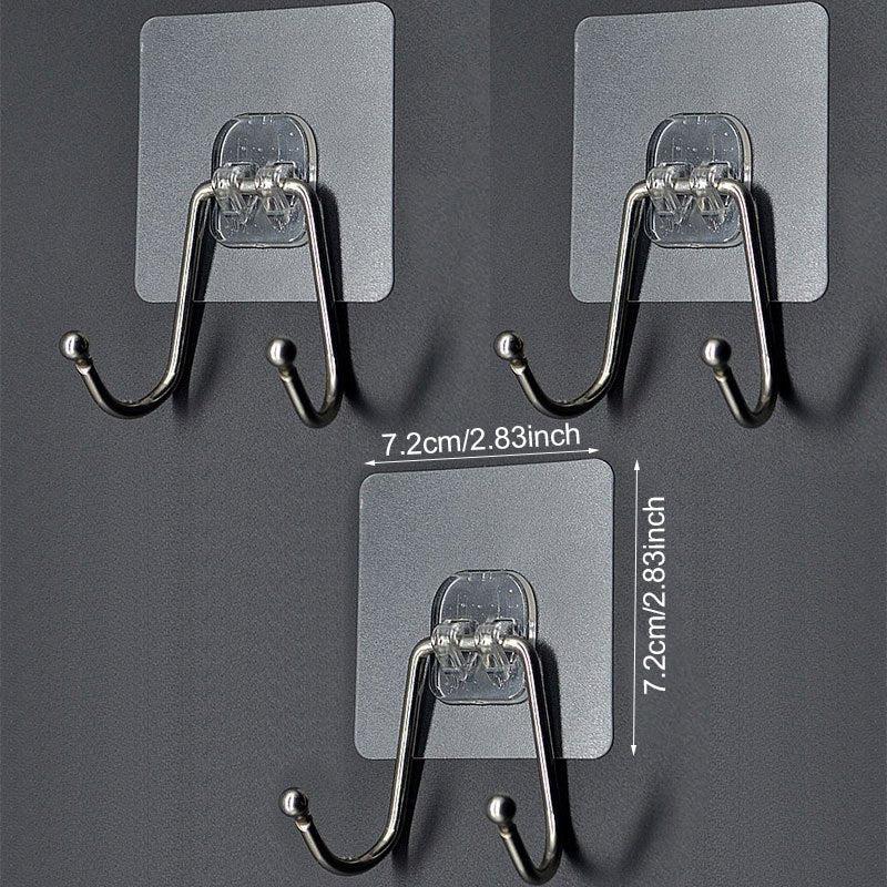 Large Adhesive Hooks Wall Hooks Damage Waterproof Heavy Duty Double Hooks