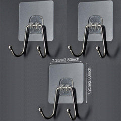 Large Adhesive Hooks Wall Hooks Damage Waterproof Heavy Duty Double Hooks
