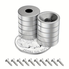 10pcs Neodymium Magnets w/ Holes Heavy Duty Round Small Magnets for Cabinets
