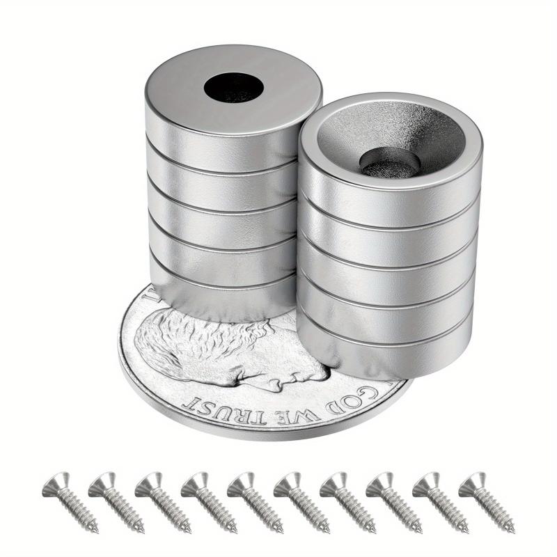 10pcs Neodymium Magnets w/ Holes Heavy Duty Round Small Magnets for Cabinets