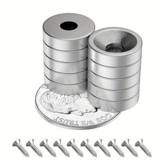 10pcs Neodymium Magnets w/ Holes Heavy Duty Round Small Magnets for Cabinets
