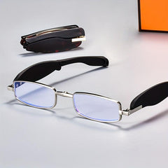 Folding Reading Glasses Men Unisex Telescopic Leg Portable Zipper Bag