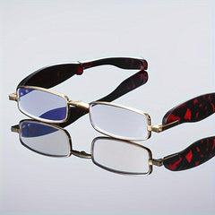 Folding Reading Glasses Men Unisex Telescopic Leg Portable Zipper Bag