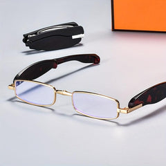 Folding Reading Glasses Men Unisex Telescopic Leg Portable Zipper Bag