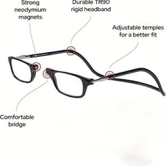 Adjustable Magnetic Reading Glasses Long Temples