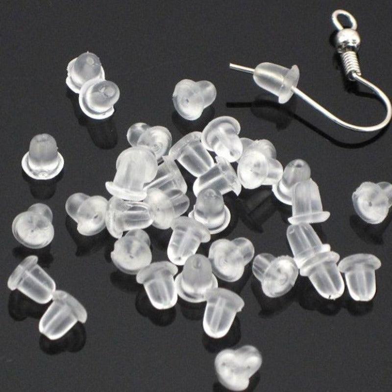 200pcs DIY Jewelry Accessories Ear Stud Plug Ear Sleeve Non Slip Rubber Ear Stud