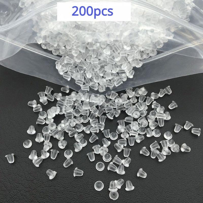 200pcs DIY Jewelry Accessories Ear Stud Plug Ear Sleeve Non Slip Rubber Ear Stud