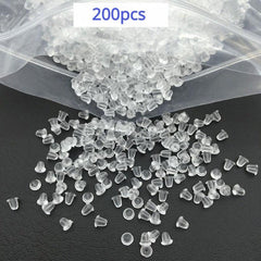 200pcs DIY Jewelry Accessories Ear Stud Plug Ear Sleeve Non Slip Rubber Ear Stud