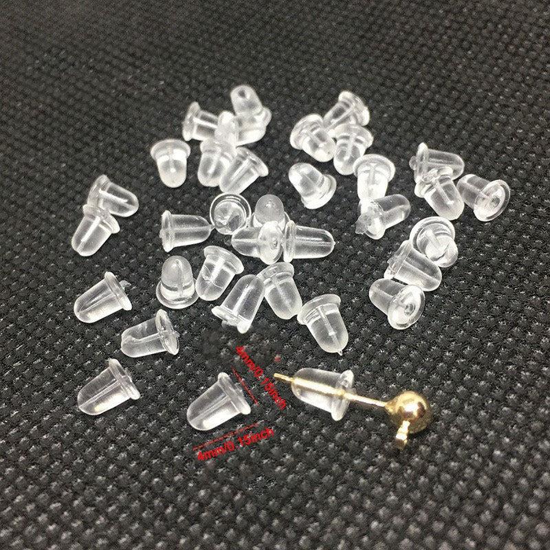 200pcs DIY Jewelry Accessories Ear Stud Plug Ear Sleeve Non Slip Rubber Ear Stud