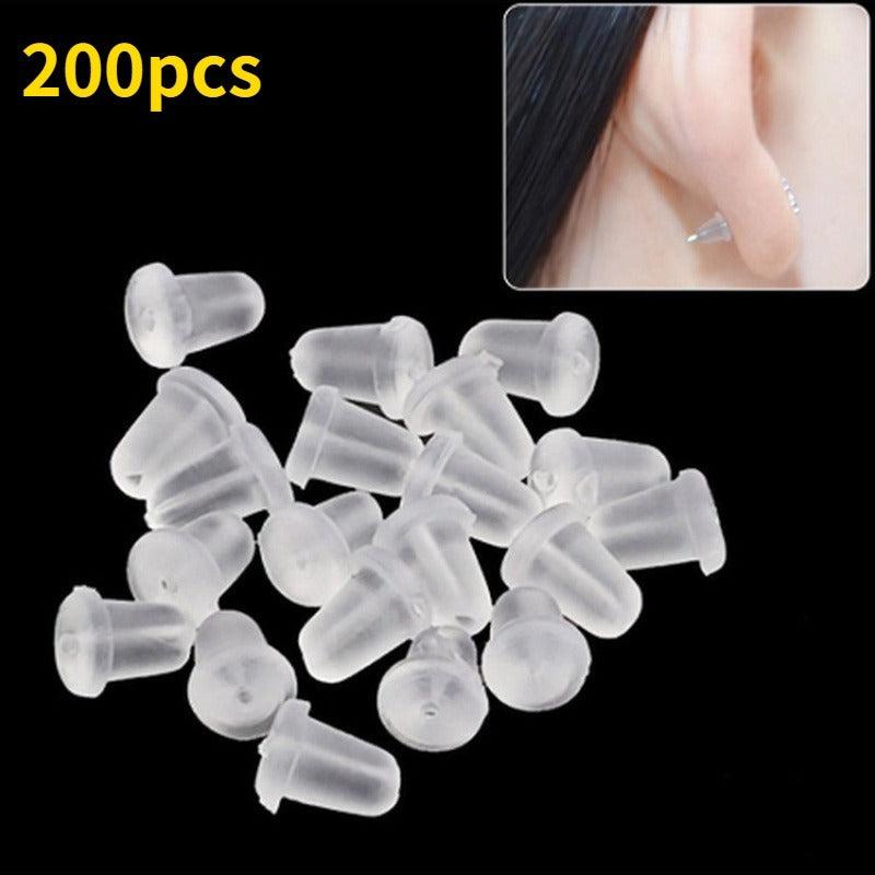 200pcs DIY Jewelry Accessories Ear Stud Plug Ear Sleeve Non Slip Rubber Ear Stud
