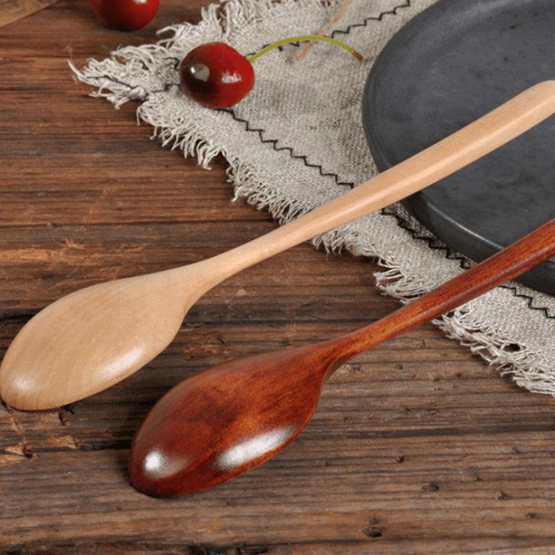 Long Handled Wooden Spoon Honey Spoon Solid Wooden Coffee Spoon