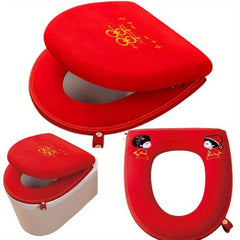 Festive Red Warm Toilet Seat Two-piece Set for Patient
