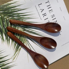 3pcs Wooden Spoon Bamboo Kitchen Cooking Utensil Tool Soup Teaspoon Catering