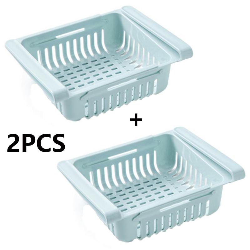 2pcs Kitchen Fruit Food Storage Box Plastic Fridge Organizer