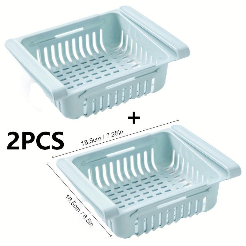 2pcs Kitchen Fruit Food Storage Box Plastic Fridge Organizer