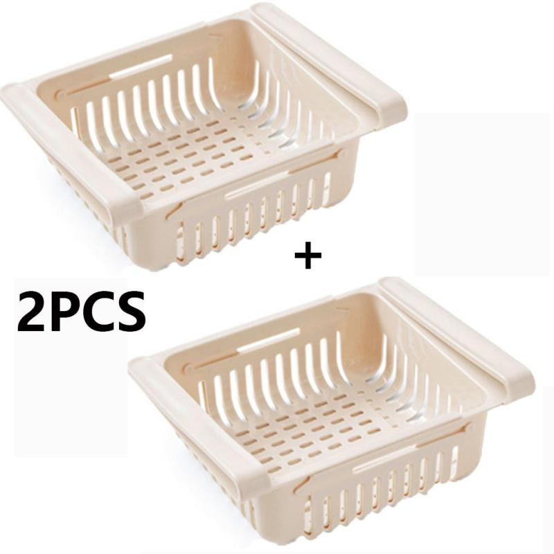 2pcs Kitchen Fruit Food Storage Box Plastic Fridge Organizer