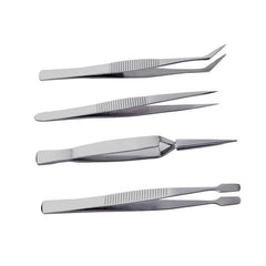 4pcs Precision Tweezers Set Stainless Steel - Makeup & Electronics Repair